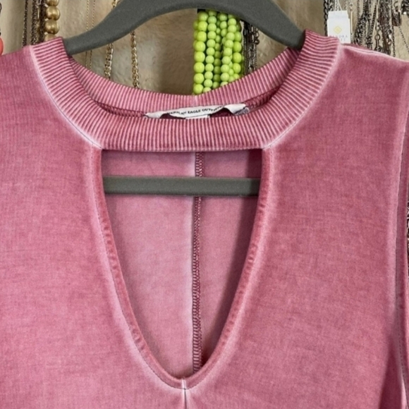 American Eagle AEO Pink Keyhole Tank Dress Dusty Rose Women's XXS Soft Flowy EUC - Picture 7 of 10